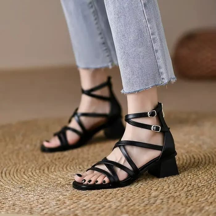 Sandales Rétro Romaines pour Femme – Nouvelle Collection Été – Talon Épais – Modèle Unique à Bride U