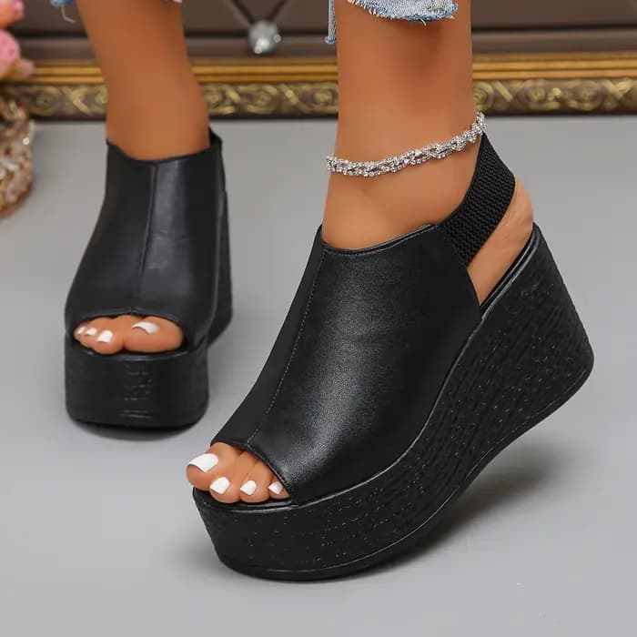 Femmes sandales de haute qualité été en cuir sandales à talons compensés femmes 2025 nouvelle plate-