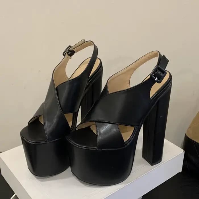 Eilyken 2026 nouvel été plate-forme épaisse sandales à bout ouvert femmes mode talons carrés boucle 