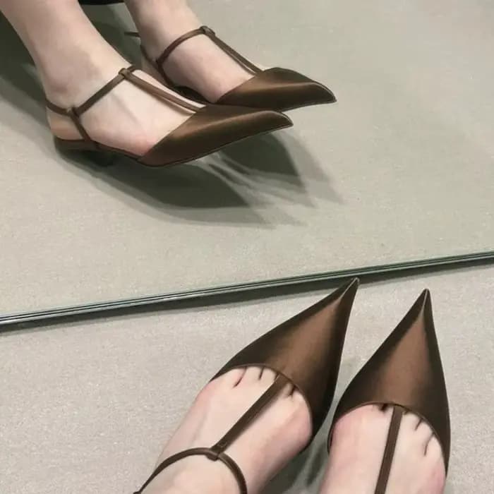 Chaussures de marque pour femmes, sandales Sexy à bout pointu, confortables, à talons bas, tendance,