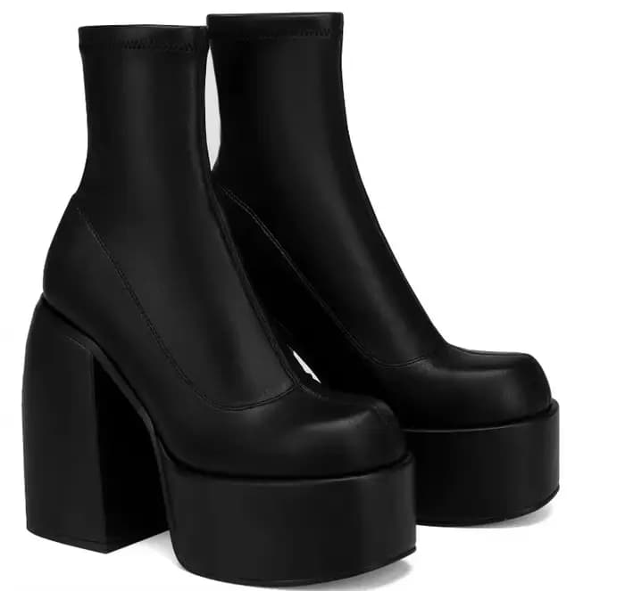 Bottines pour femmes chaussures à plate-forme de mode talons bloc bottes pour femmes couleurs unies 