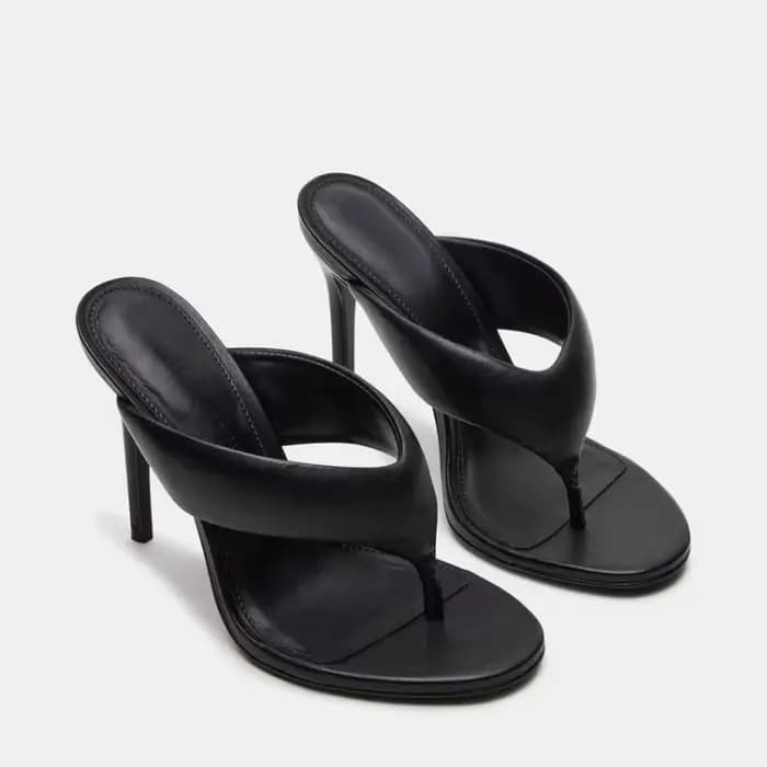 Chaussures à talons hauts noires pour femmes, sandales à bout ouvert et bout rond, chaussures élégan