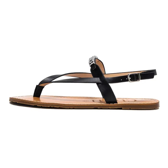 Sandales plates noires simples pour femmes, nouvelle collection Printemps/Été 2026