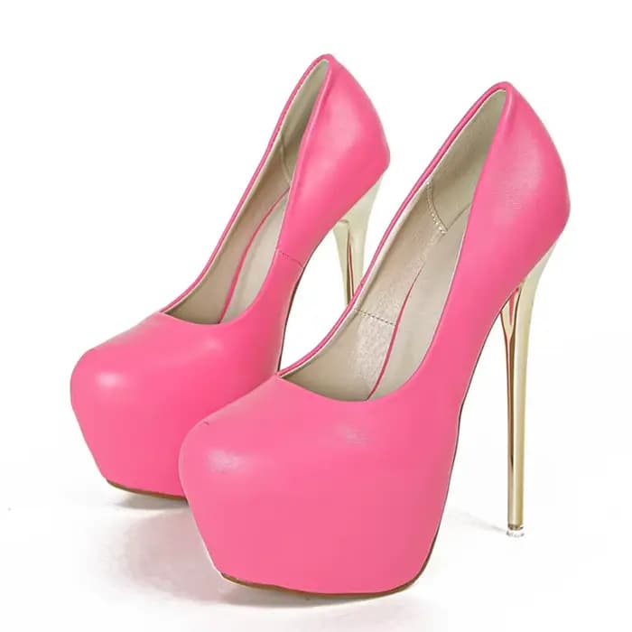 VEYKE-Escarpins à plateforme en cuir PU rose pour femmes, chaussures de banquet de mariage élégantes