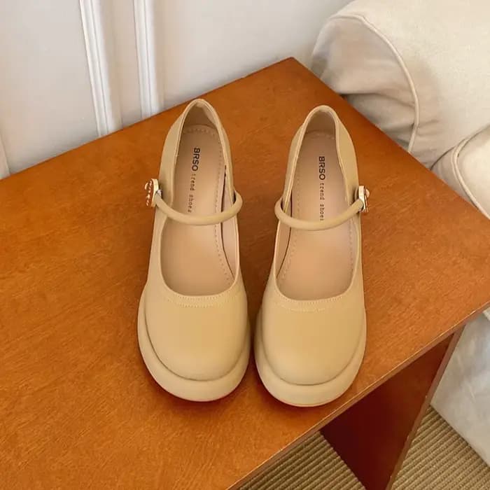 Chaussures Mary Jane à talon épais pour femme, printemps-automne, élégantes, rehaussantes, en cuir, 