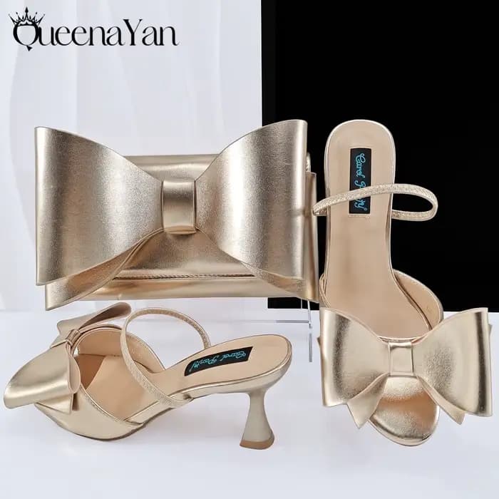 Queena Yan 2025 été nouveau Design spécial italien femmes chaussures à talons et ensemble de sacs co
