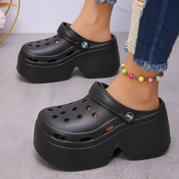 Sandales à Talons Épais Souples pour Femme, Chaussures à Plateforme Fermée, Accessoire de Plage Déco