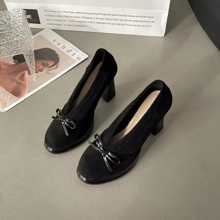 Chaussures à talons hauts pour femmes, nouvelle mode Vintage, nœud papillon, talons épais, antidérap
