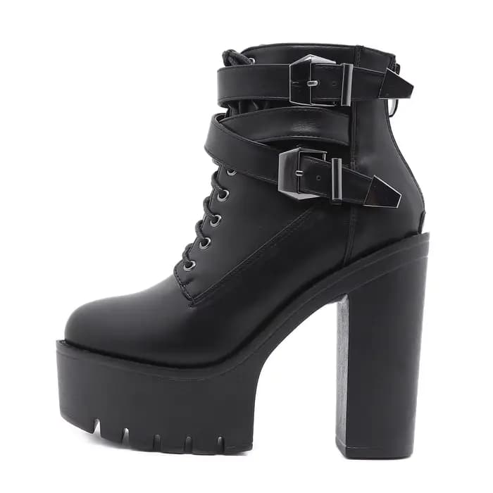 Gdgydh – bottes à talons hauts pour femmes, chaussures à plateforme, avec boucle à la cheville, bott