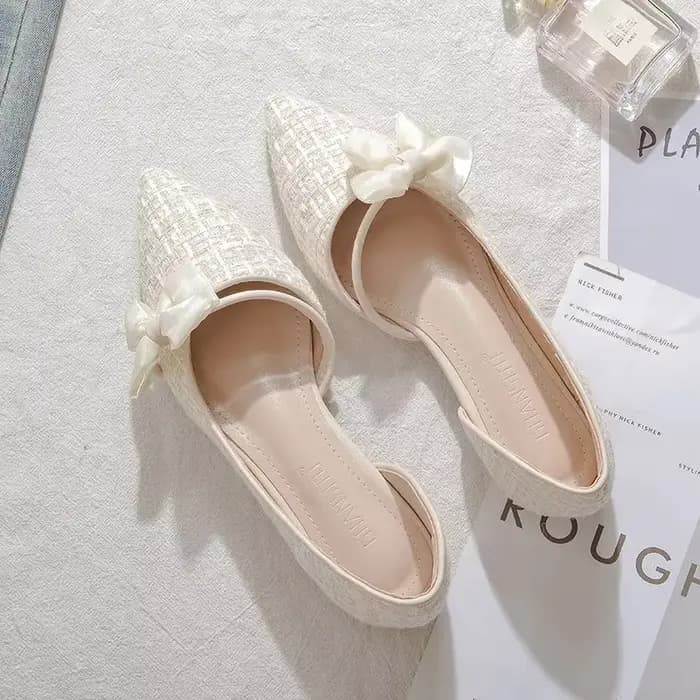 Chaussures pour dames de Style français avec nœud, chaussures plates élégantes à enfiler pour fête, 