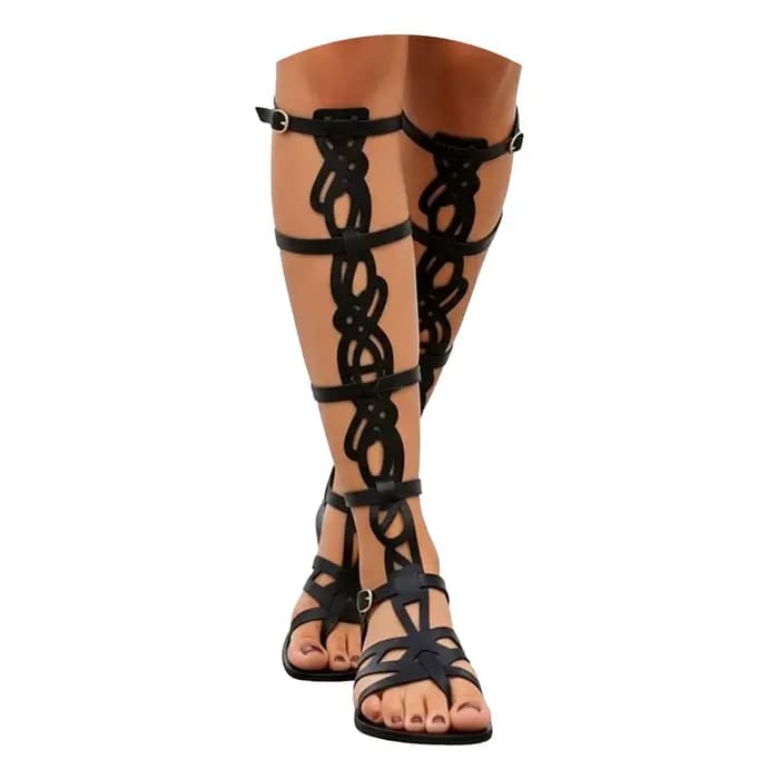 Sandales pour femmes 2026, faites à la main, en cuir grec, montantes, pour mariage et festival, avec