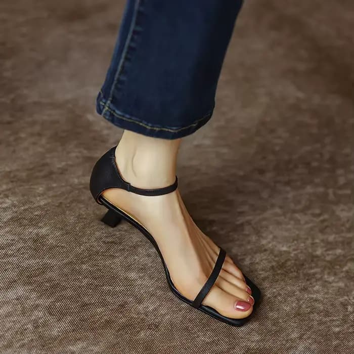 Sandales Sexy à Talons Hauts et Lanière Carrée pour Femme, Chaussures de Base Décontractées, Escarpi