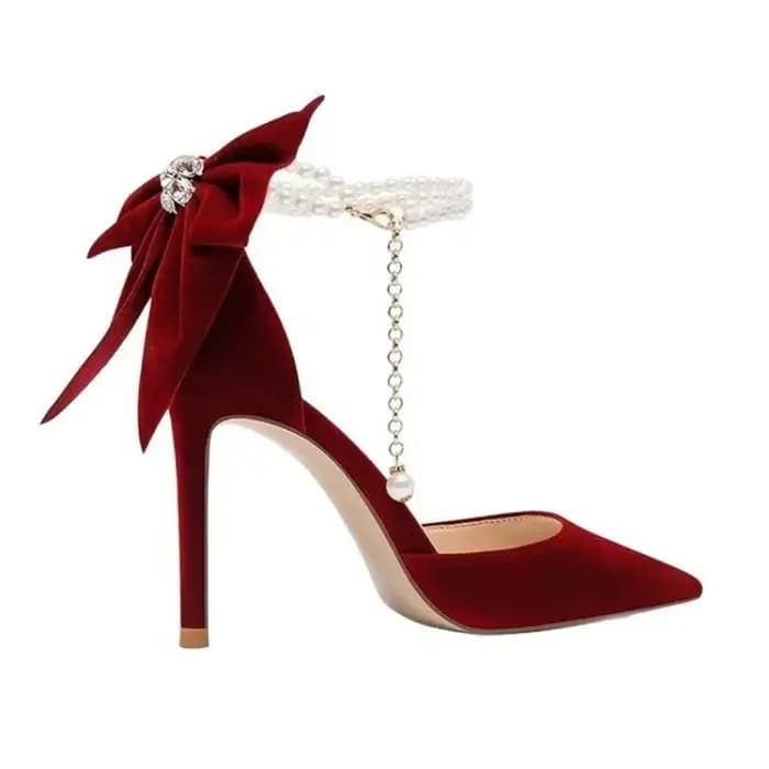 Escarpins pour femmes chaussures de mariage à talons fins 2025 papillon rouge talons hauts peu profo