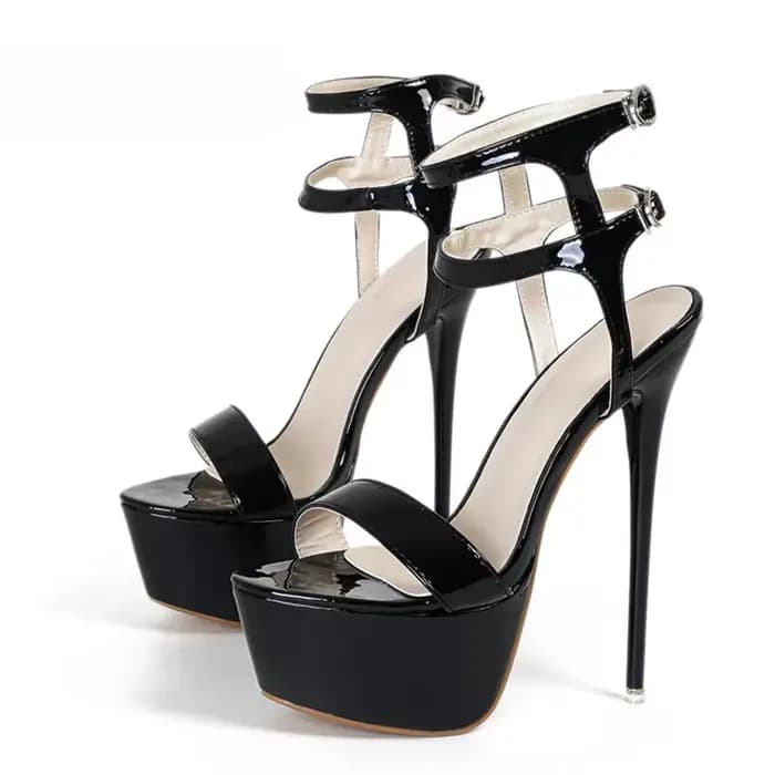 Sandales à plateforme à talons hauts rouges pour femmes, chaussures Sexy à la mode avec sangle à Dou