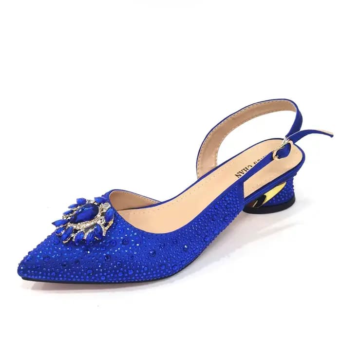 Venus Chan-Sandales Bleu Royal pour Femme, Escarpins de Luxe, Talons Temporels, Design Strass, Ensem