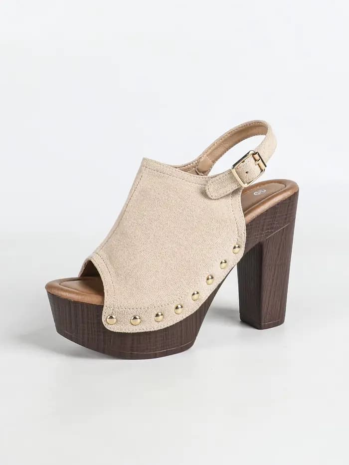 Sandales à talons hauts pour femmes, à bout ouvert, avec bride arrière, à rivets, à plateforme et se