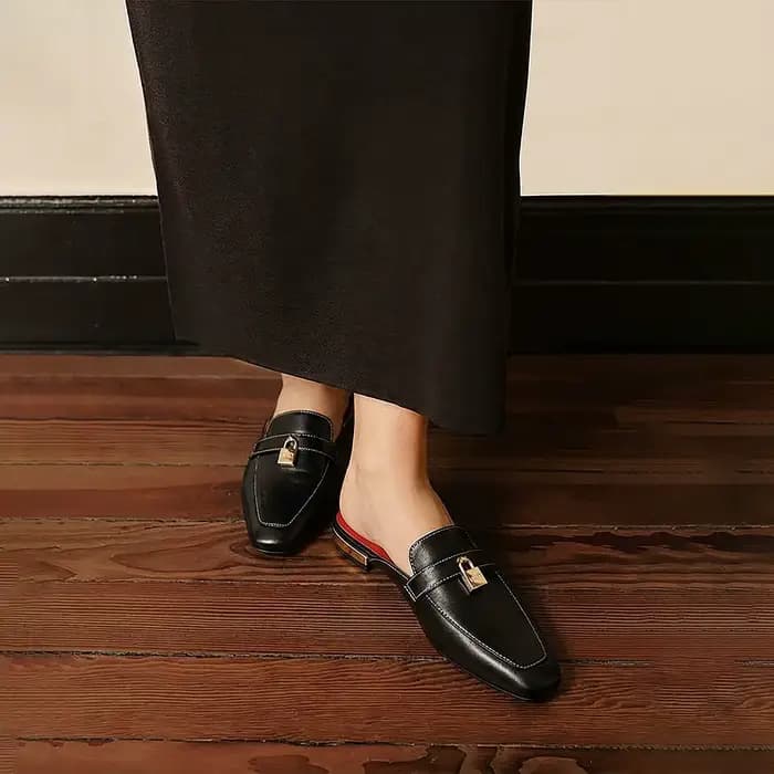 Chaussures Muller pour femmes CHCH 2026, nouvelles chaussures plates pour femmes en cuir de vachette