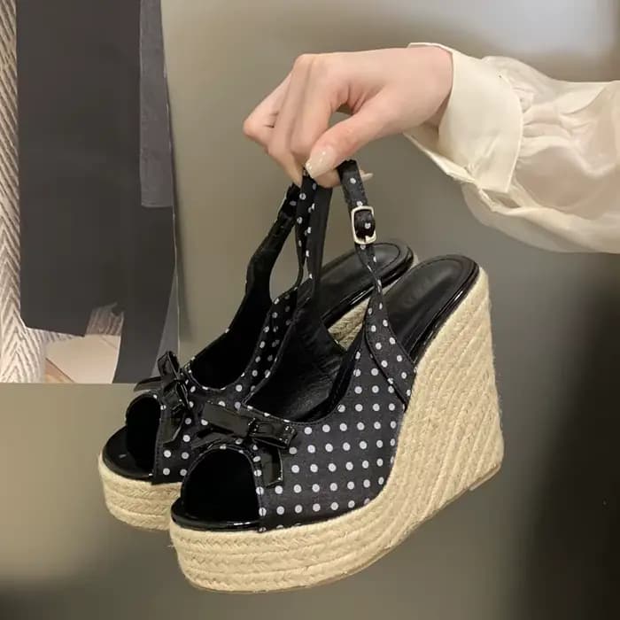 Sandales compensées d'été pour femme, style décontracté français, à bout ouvert, chaussures de créat