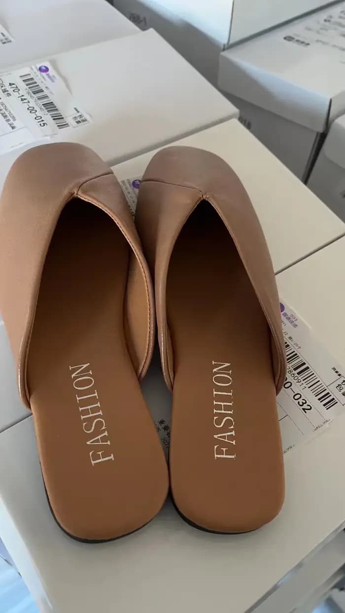 Mules d'été élégantes à bout fermé pour femmes, pantoufles plates, chaussures décontractées en cuir,