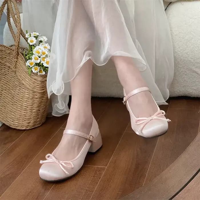 Chaussures Lolita à talons hauts avec nœud élégant pour femmes, escarpins d'université, sandales à l