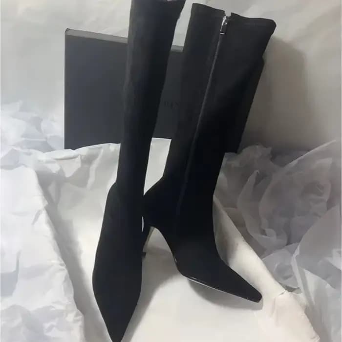 Bottes fines en daim à bout pointu avec fermeture éclair latérale, antidérapantes, résistantes à l'u