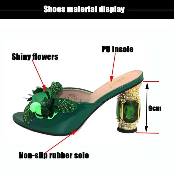Escarpins africains de couleur verte, chaussures d'été à talons hauts pour femmes, chaussures de mar