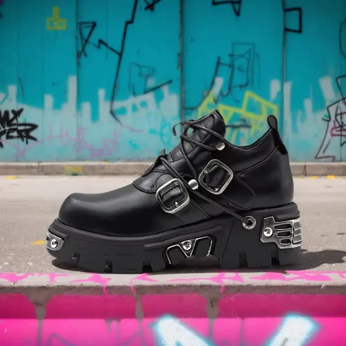 2025 nouveau Style Punk foncé femme gothique flamme sculpté Vintage Rock bottes en cuir chaussures e