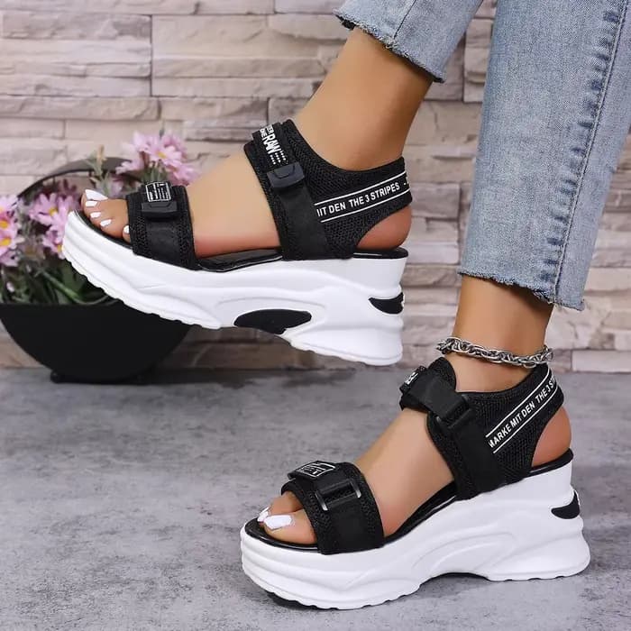 Sandales d'été à talons hauts pour femmes, chaussures à semelles compensées, décontractées, pente re