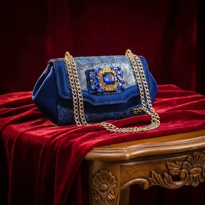 Ensemble Chaussures et Sac de Luxe Italien 2026 pour Femme, à Talons Hauts et Bout Ouvert, Bleu Roya