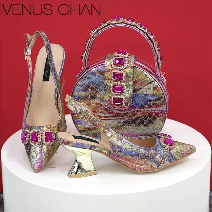 Chaussures à talons hauts pointus pour femmes, escarpins italiens pour mariage, sac à assortir, sexy