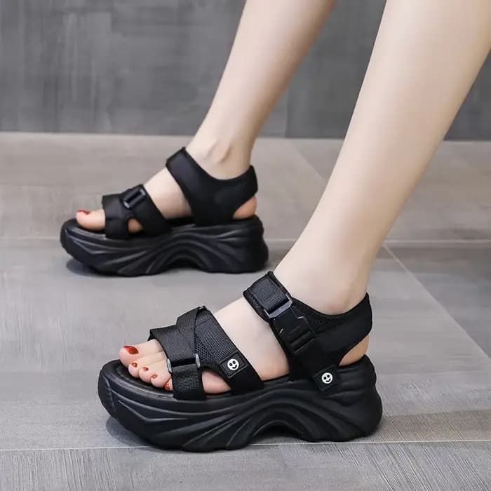 Sandales d'été à semelle épaisse résistantes à l'usure, chaussures femme, nouvelle couleur unie, bou