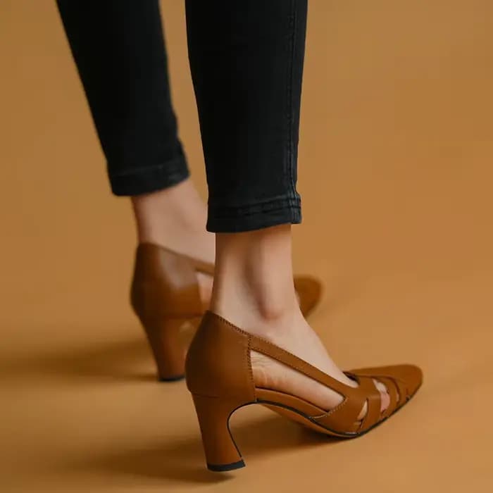 Escarpins en cuir de vache pour femmes, sandales rétro, sans lacet, vintage, chaussures d'été, style