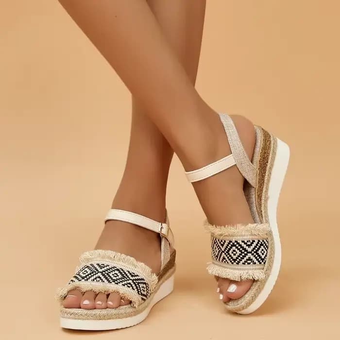 Sandales à l'offre elles compensées style bohème pour femmes, chaussures d'été décontractées et légè