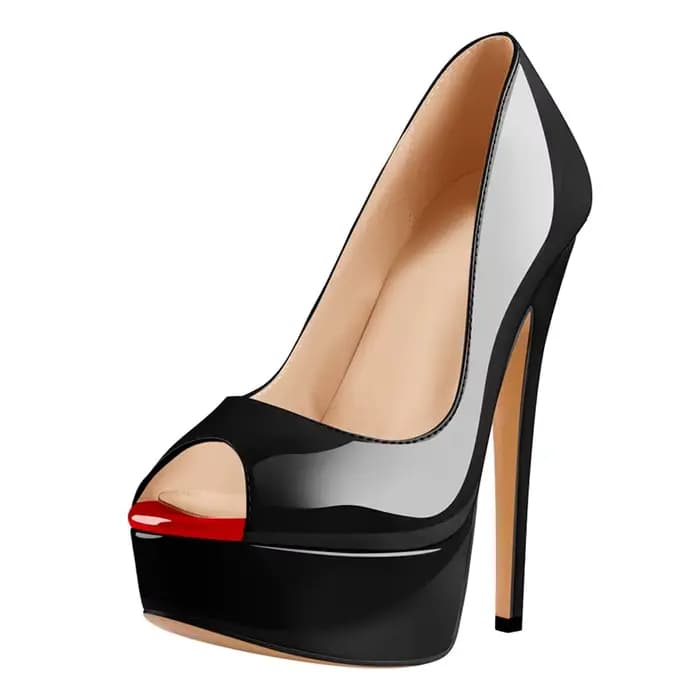 DALTol- Escarpins Peep Parker à plateforme pour femmes, escarpins à pointes, talons extrêmement haut