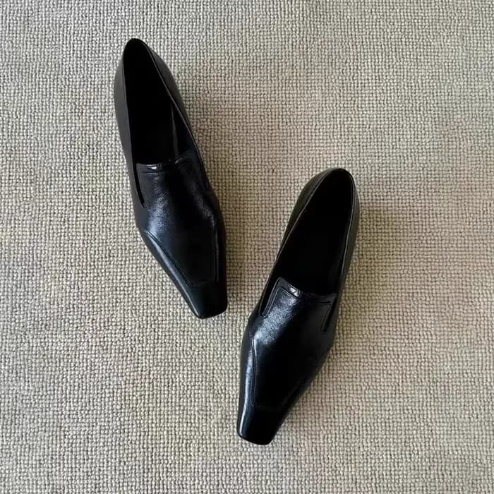 Chaussures à talons carrés pour femmes, mocassins à talons de créateur, nouvelle mode, en cuir, élég