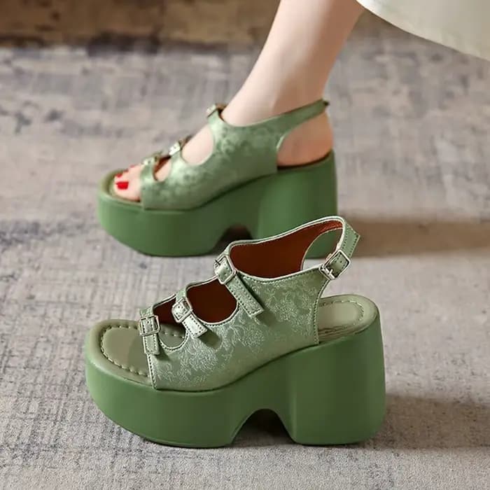 Sandales à talons hauts pour femmes, sexy et tendance, chaussures à plateforme épaisses, mules de ma