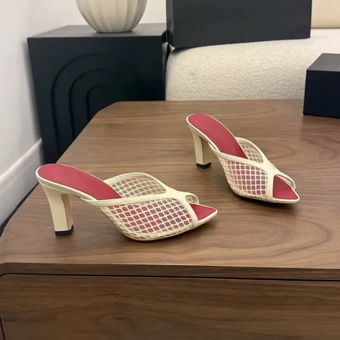 Sandales mules compensées pour femmes, à bout ouvert, en maille respirante, talon de 8 cm, décontrac