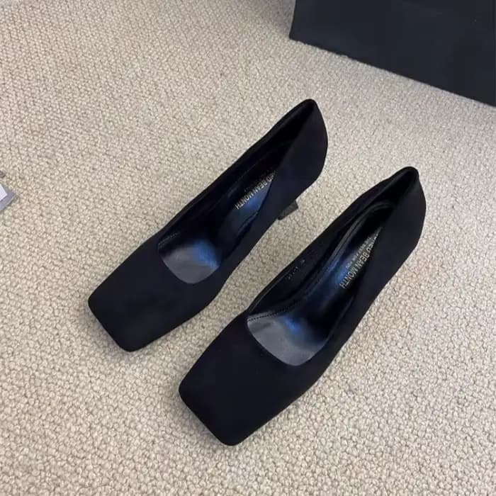 Escarpins à talons hauts pour femmes, sandales carrées pour femmes, chaussures à enfiler, élégantes,