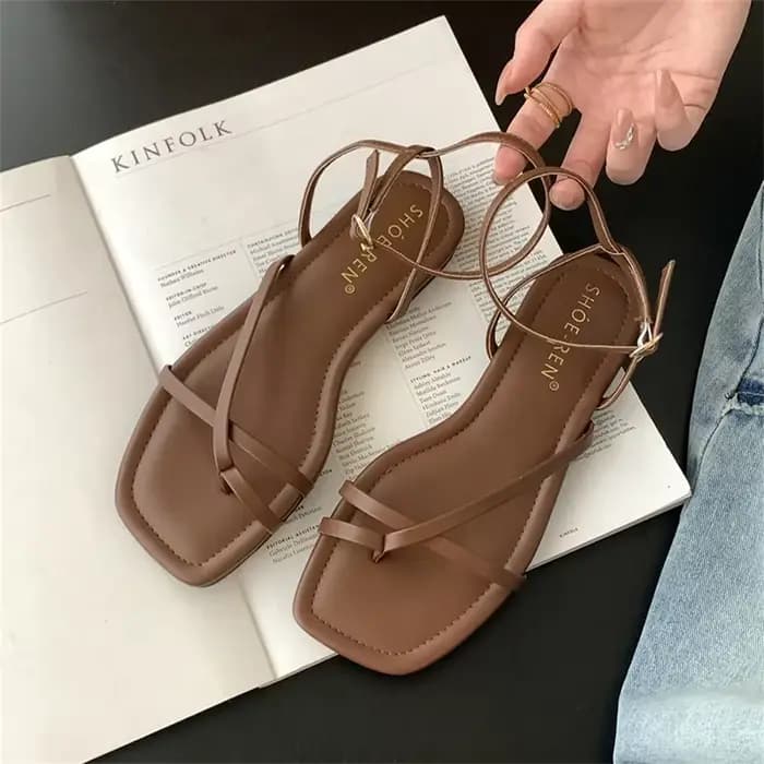 Sandales d'été pour femmes, style gladiateur, élégantes, à fines brides, à bout ouvert, confortables