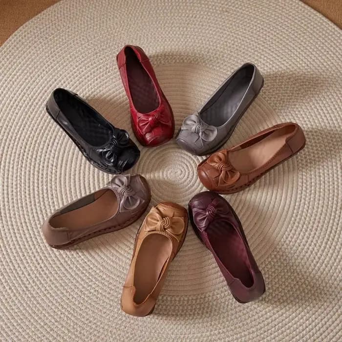 Mocassins rouges rétro pour femmes, chaussures plates en cuir véritable, respirantes, souples et déc