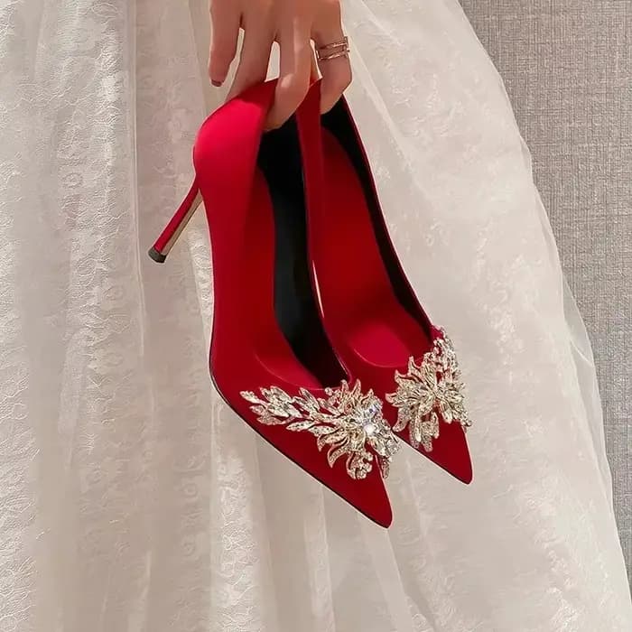 Chaussures de Mariage à Talons Hauts Rouges