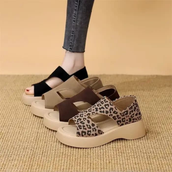 Sandales à talon épais style vintage français