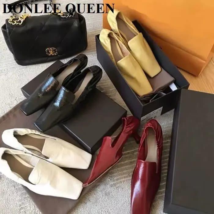 Escarpins Vintage à Talons Hauts Carrés pour Femme