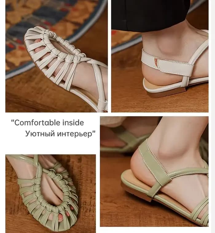 Ods-Sandales en cuir véritable pour femmes