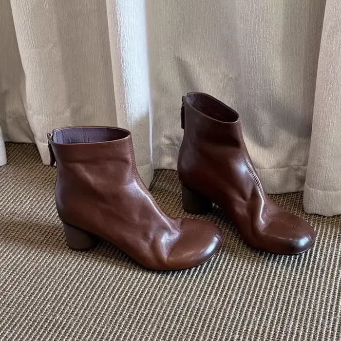 BANFANG femmes bottes 5.5 cm rond talon épais marque de luxe Design en cuir automne hiver nouvelles chaussures de haute qualité pour femme