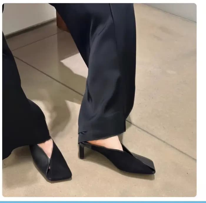 2025 bout carré découpé Mules femmes en cuir PU diapositives sandales pantoufles d'extérieur bureau dame chaussures Med escarpins à talons bas mode 2025