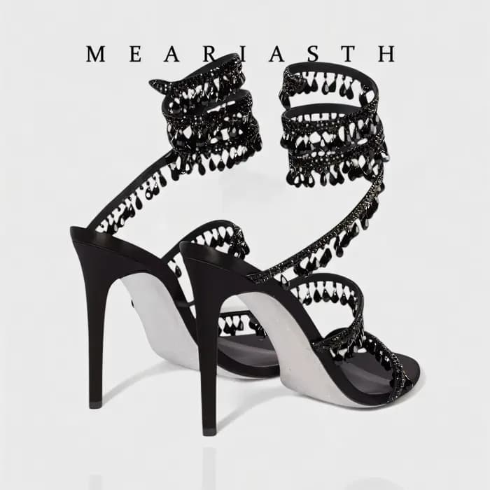 Sandales gladiateur à talons hauts noires pour femmes