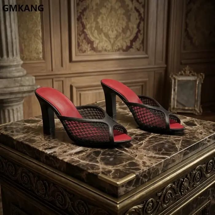 Sandales mules compensées pour femmes, à bout ouvert, en maille respirante, talon de 8 cm, décontractées, confortables, élégantes, à enfiler, pour l'été