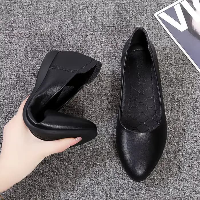 Talon compensé bout pointu bas élégant noir chaussures pour femmes 2025 dames