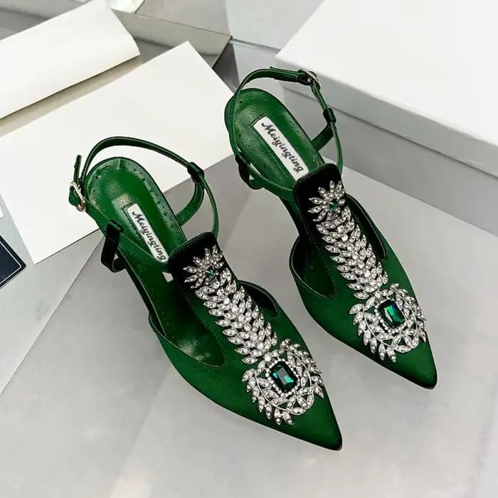 2025 luxe femmes talons hauts strass pointu mariage
